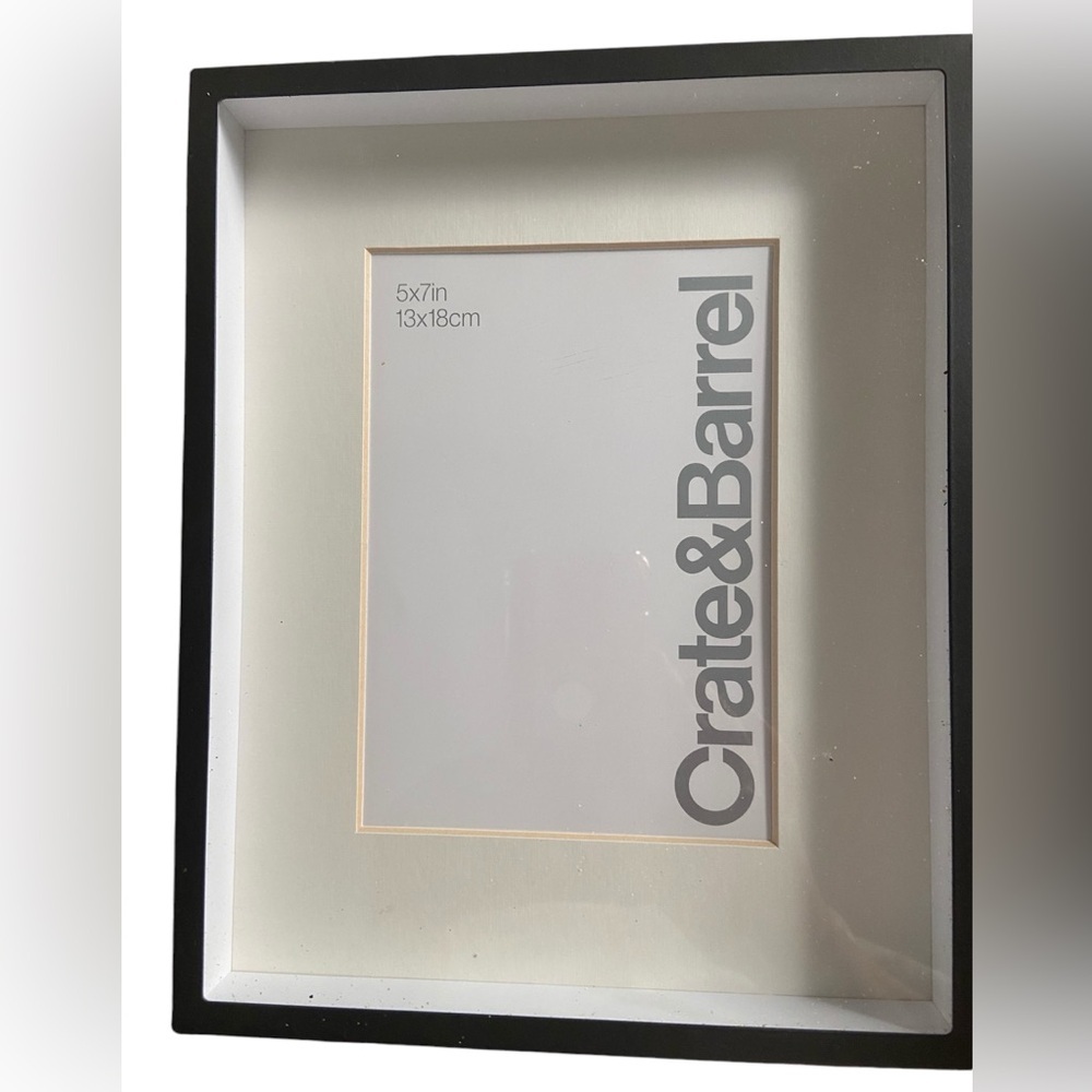 Crate&Barrel Black brush metal shadow box picture frame 5x7 new